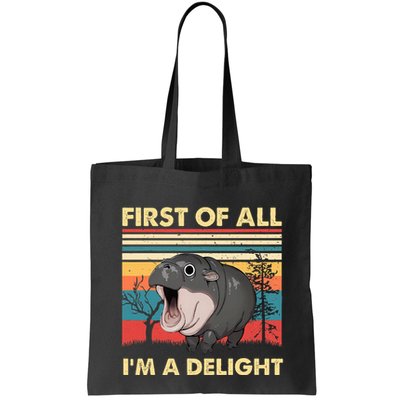 Vintage First Of All IM A Delight Moo Deng Baby Pygmy Hippo Bag