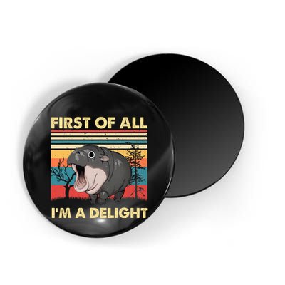 Vintage First Of All IM A Delight Moo Deng Baby Pygmy Hippo Magnet