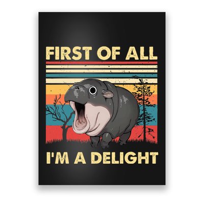 Vintage First Of All IM A Delight Moo Deng Baby Pygmy Hippo Poster
