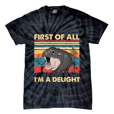 Vintage First Of All IM A Delight Moo Deng Baby Pygmy Hippo Tie-Dye T-Shirt