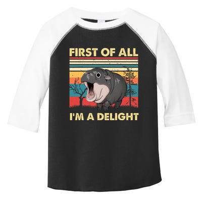 Vintage First Of All IM A Delight Moo Deng Baby Pygmy Hippo Toddler Fine Jersey T-Shirt