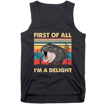 Vintage First Of All IM A Delight Moo Deng Baby Pygmy Hippo Tank Top