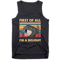 Vintage First Of All IM A Delight Moo Deng Baby Pygmy Hippo Tank Top