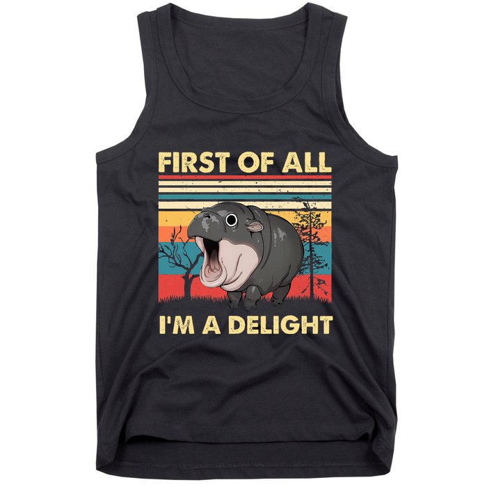 Vintage First Of All IM A Delight Moo Deng Baby Pygmy Hippo Tank Top