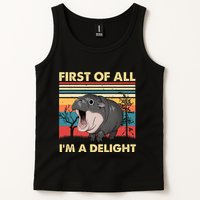 Vintage First Of All IM A Delight Moo Deng Baby Pygmy Hippo Tank Top