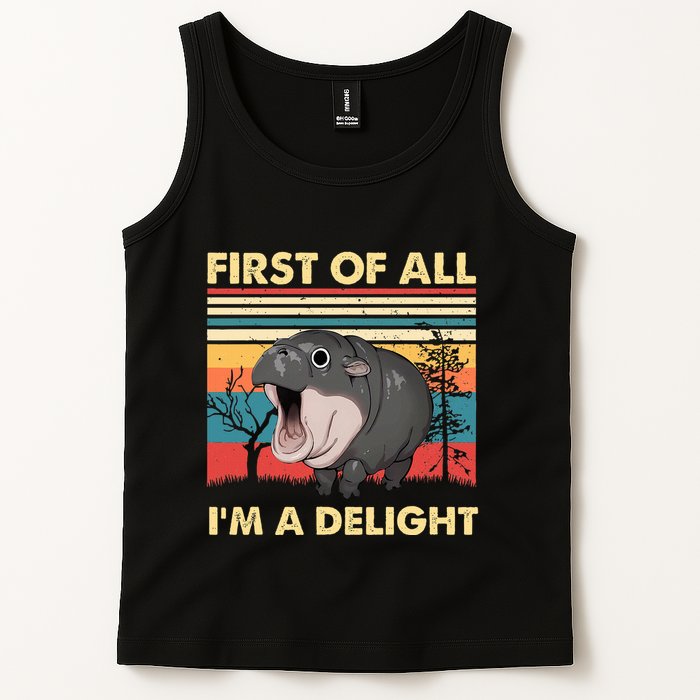 Vintage First Of All IM A Delight Moo Deng Baby Pygmy Hippo Tank Top