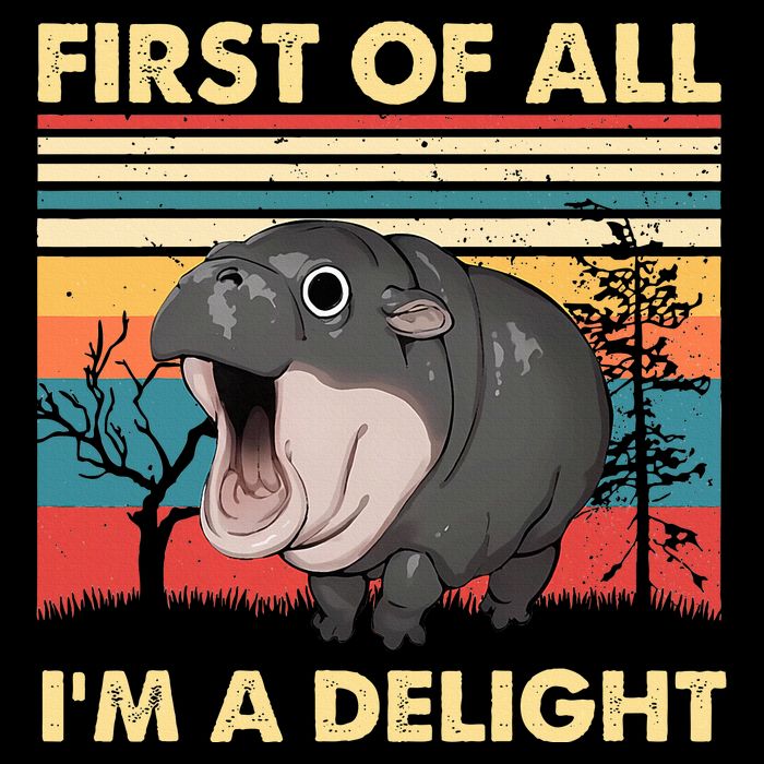 Vintage First Of All IM A Delight Moo Deng Baby Pygmy Hippo Tank Top