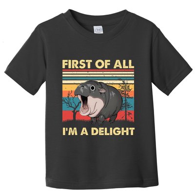 Vintage First Of All IM A Delight Moo Deng Baby Pygmy Hippo Toddler T-Shirt