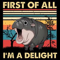 Vintage First Of All IM A Delight Moo Deng Baby Pygmy Hippo Toddler T-Shirt