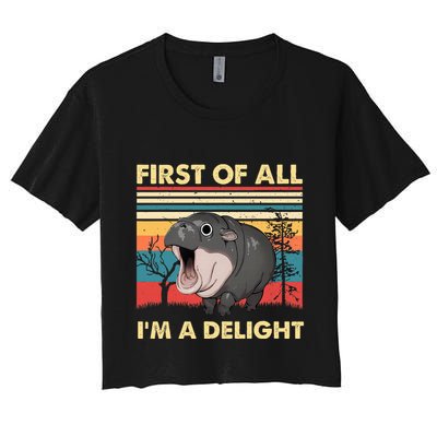 Vintage First Of All IM A Delight Moo Deng Baby Pygmy Hippo Crop Top