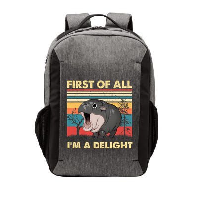 Vintage First Of All IM A Delight Moo Deng Baby Pygmy Hippo Vector Backpack