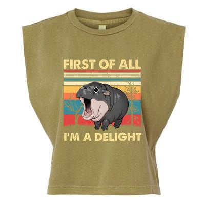 Vintage First Of All IM A Delight Moo Deng Baby Pygmy Hippo Garment-Dyed Women's Muscle Tee
