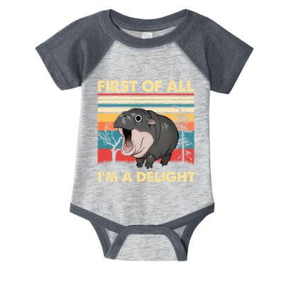 Vintage First Of All IM A Delight Moo Deng Baby Pygmy Hippo Infant Baby Jersey Bodysuit