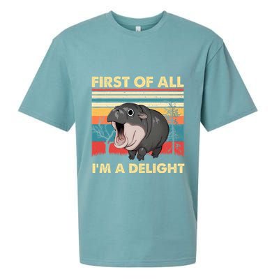 Vintage First Of All IM A Delight Moo Deng Baby Pygmy Hippo Sueded Cloud Jersey T-Shirt