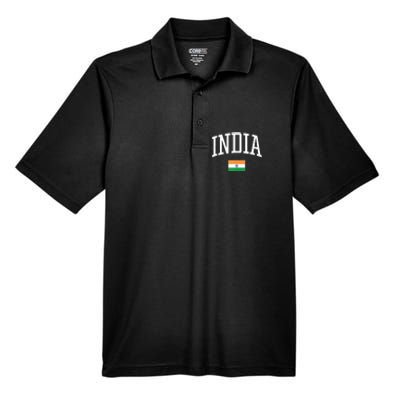 Vintage Flag Of India Love Your Country Men's Origin Performance Piqué Polo