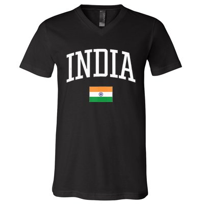 Vintage Flag Of India Love Your Country V-Neck T-Shirt