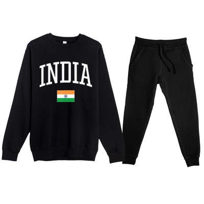 Vintage Flag Of India Love Your Country Premium Crewneck Sweatsuit Set