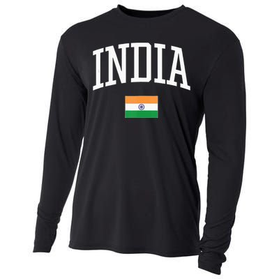 Vintage Flag Of India Love Your Country Cooling Performance Long Sleeve Crew