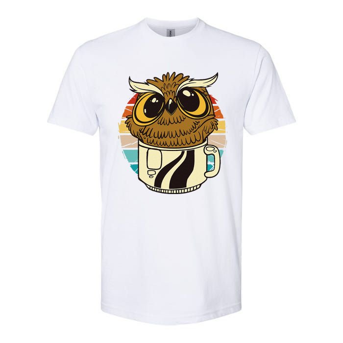 Vintage funny owl inside a coffee cup coffee night owl  Softstyle CVC T-Shirt