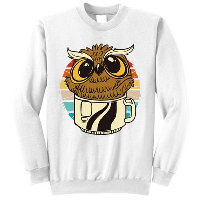 Vintage funny owl inside a coffee cup coffee night owl  Sweatshirt