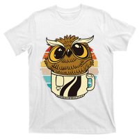 Vintage funny owl inside a coffee cup coffee night owl  T-Shirt