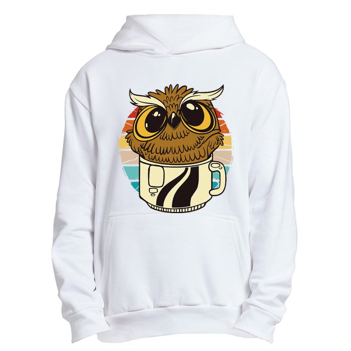 Vintage funny owl inside a coffee cup coffee night owl  Urban Pullover Hoodie