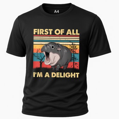 Vintage First Of All IM A Delight Moo Deng Baby Pygmy Hippo Performance Shirt