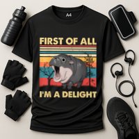 Vintage First Of All IM A Delight Moo Deng Baby Pygmy Hippo Performance Shirt