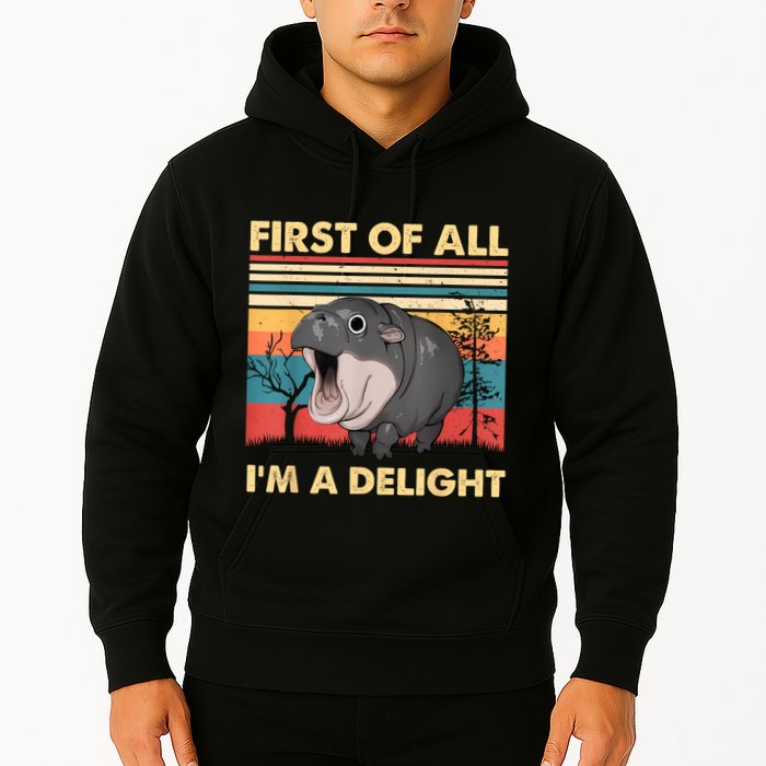 Vintage First Of All IM A Delight Moo Deng Baby Pygmy Hippo Hoodie