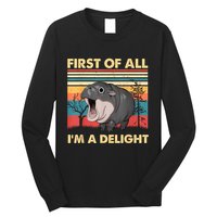 Vintage First Of All IM A Delight Moo Deng Baby Pygmy Hippo Long Sleeve Shirt