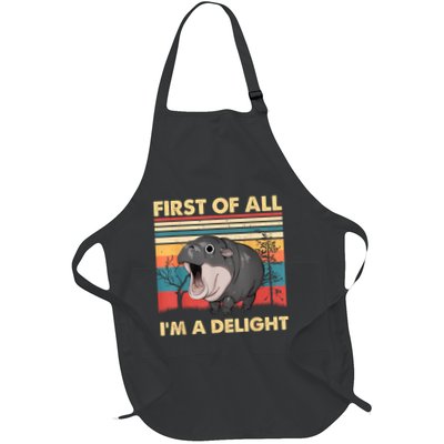 Vintage First Of All IM A Delight Moo Deng Baby Pygmy Hippo Apron