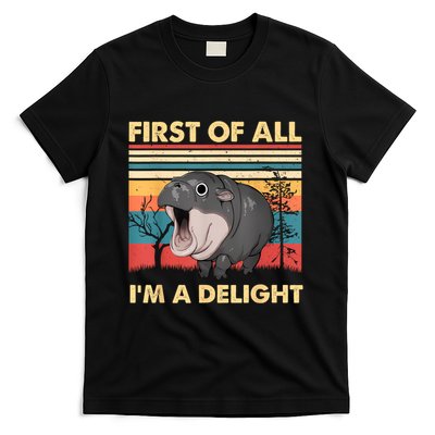 Vintage First Of All IM A Delight Moo Deng Baby Pygmy Hippo T-Shirt