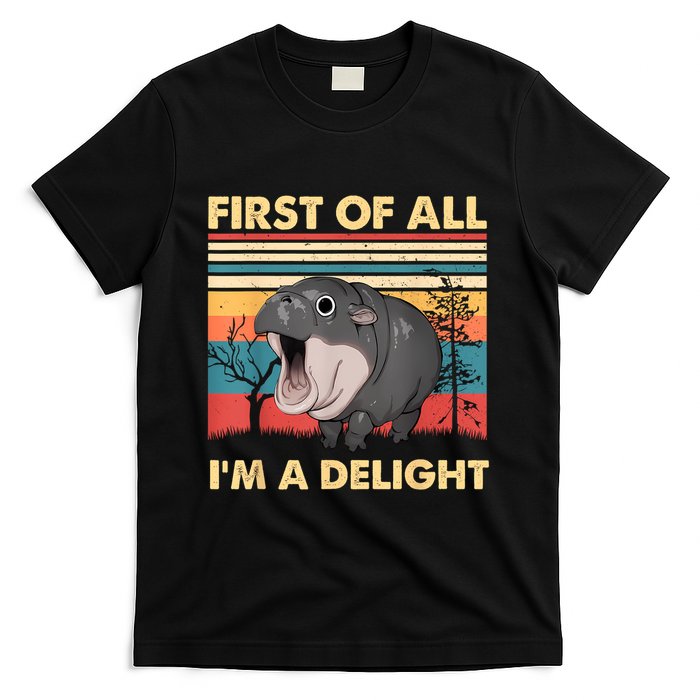 Vintage First Of All IM A Delight Moo Deng Baby Pygmy Hippo T-Shirt