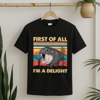 Vintage First Of All IM A Delight Moo Deng Baby Pygmy Hippo T-Shirt