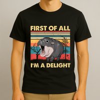 Vintage First Of All IM A Delight Moo Deng Baby Pygmy Hippo T-Shirt