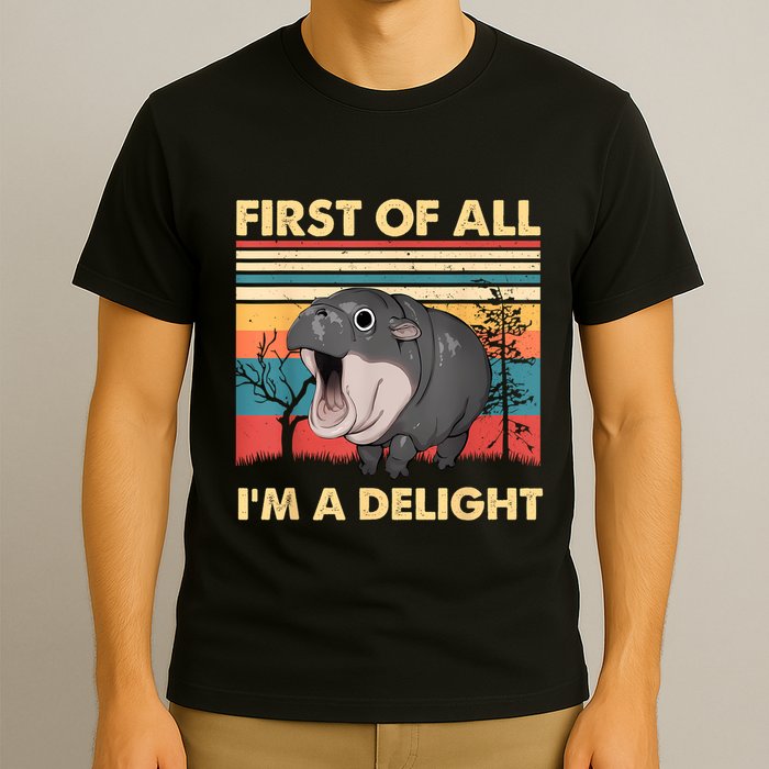 Vintage First Of All IM A Delight Moo Deng Baby Pygmy Hippo T-Shirt
