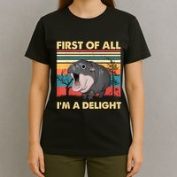 Vintage First Of All IM A Delight Moo Deng Baby Pygmy Hippo T-Shirt