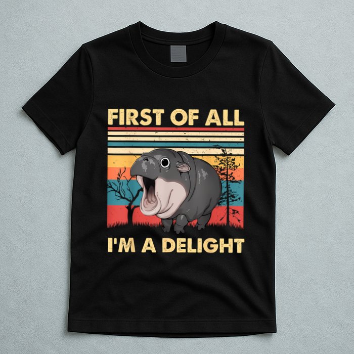 Vintage First Of All IM A Delight Moo Deng Baby Pygmy Hippo T-Shirt