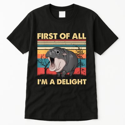 Vintage First Of All IM A Delight Moo Deng Baby Pygmy Hippo Tall T-Shirt