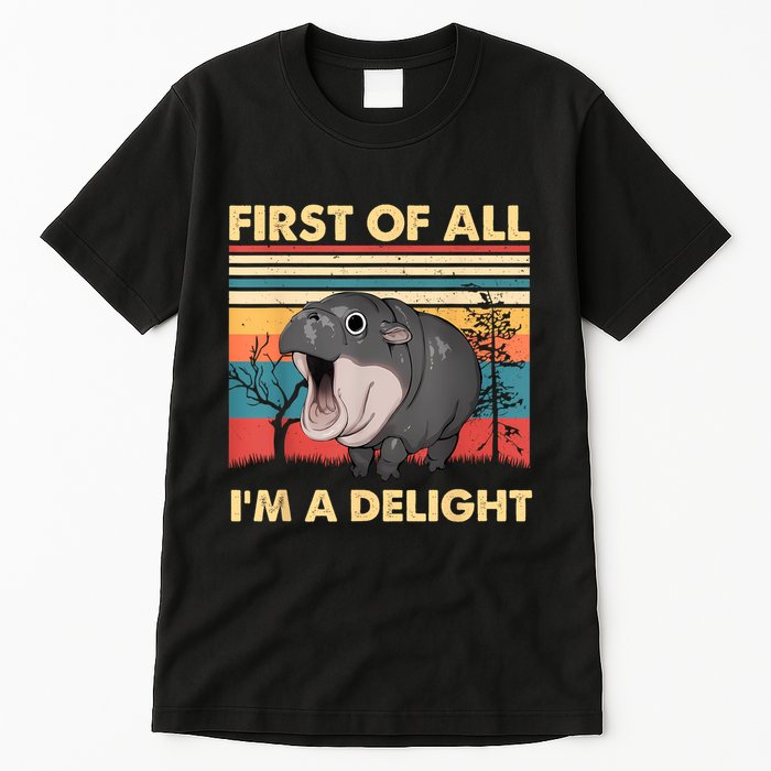 Vintage First Of All IM A Delight Moo Deng Baby Pygmy Hippo Tall T-Shirt