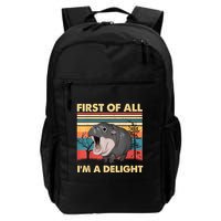 Vintage First Of All IM A Delight Moo Deng Baby Pygmy Hippo Daily Commute Backpack