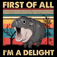 Vintage First Of All IM A Delight Moo Deng Baby Pygmy Hippo Daily Commute Backpack