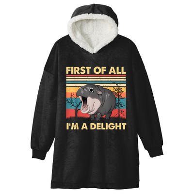 Vintage First Of All IM A Delight Moo Deng Baby Pygmy Hippo Hooded Wearable Blanket