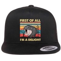 Vintage First Of All IM A Delight Moo Deng Baby Pygmy Hippo Flatbill Hat
