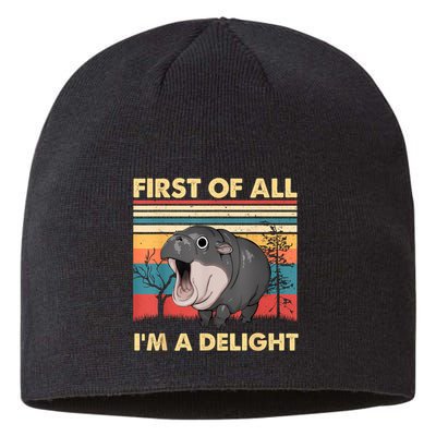 Vintage First Of All IM A Delight Moo Deng Baby Pygmy Hippo Sustainable Beanie