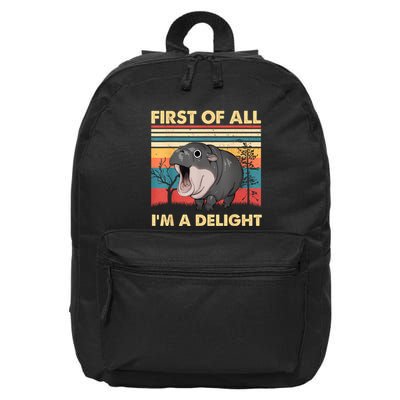 Vintage First Of All IM A Delight Moo Deng Baby Pygmy Hippo 16 in Basic Backpack