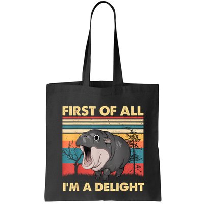 Vintage First Of All IM A Delight Moo Deng Baby Pygmy Hippo Bag
