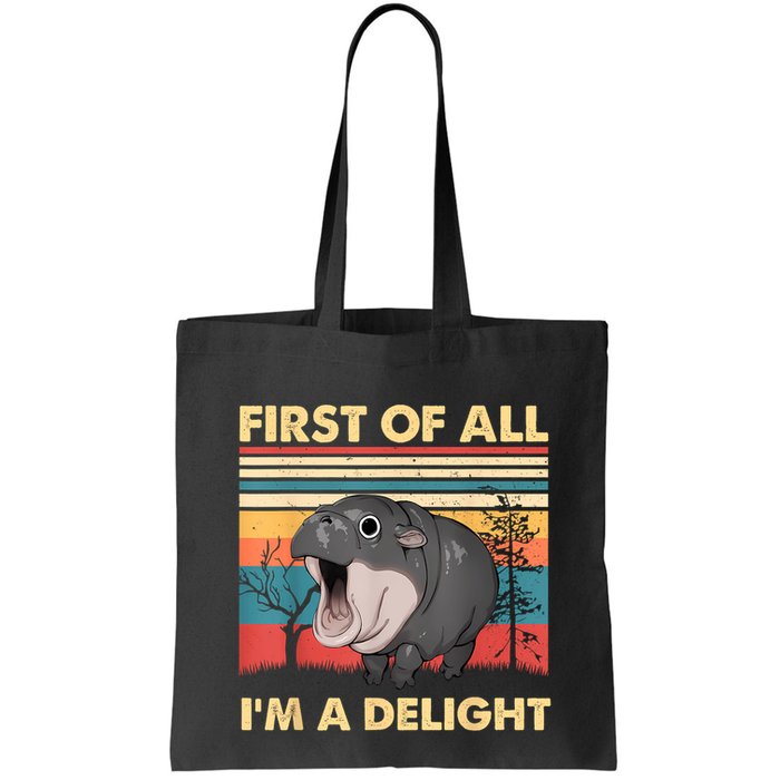 Vintage First Of All IM A Delight Moo Deng Baby Pygmy Hippo Bag