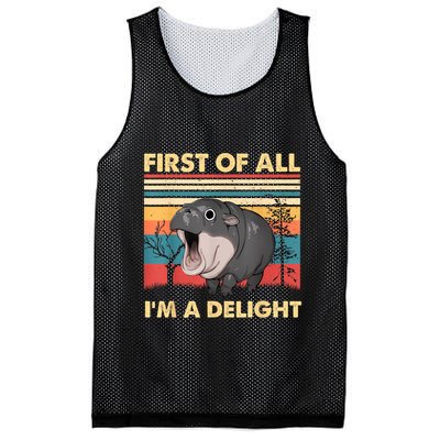 Vintage First Of All IM A Delight Moo Deng Baby Pygmy Hippo Mesh Reversible Basketball Jersey Tank