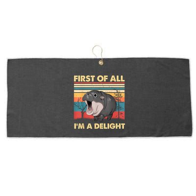 Vintage First Of All IM A Delight Moo Deng Baby Pygmy Hippo Large Microfiber Waffle Golf Towel